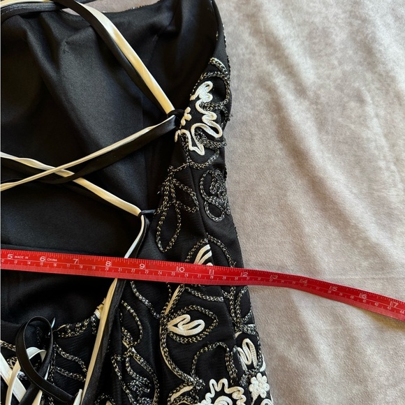 Betsy & Adam Black and White Strapless Gown - Picture 2 of 10